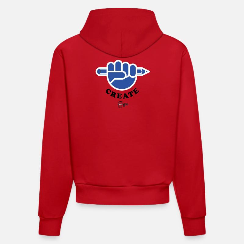 Create ! Dos - Sweat à capuche bio ajusté fabriqué en UE - rouge