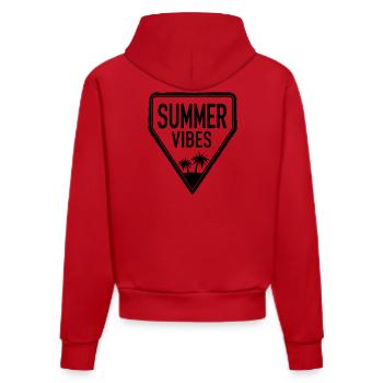 SUMMER VIBES design with cool lettering - Organic Fitted Hoodie Made in EU - Rot - Hinten