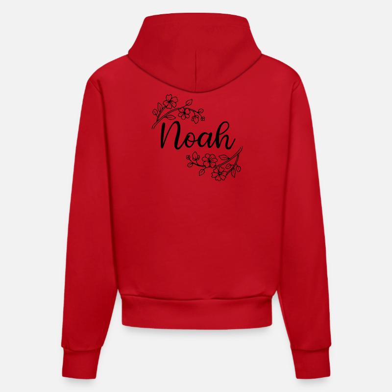 Noé | Nom du nom | Vectographie ! - Sweat à capuche bio ajusté fabriqué en UE - rouge