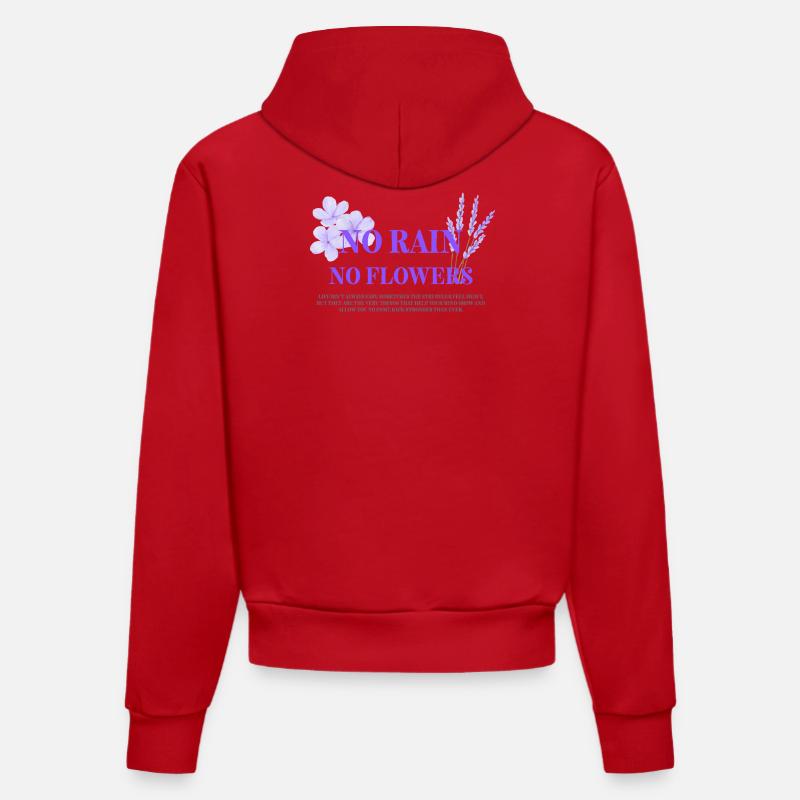 Pas de pluie, pas de fleurs - Sweat à capuche bio ajusté fabriqué en UE - rouge
