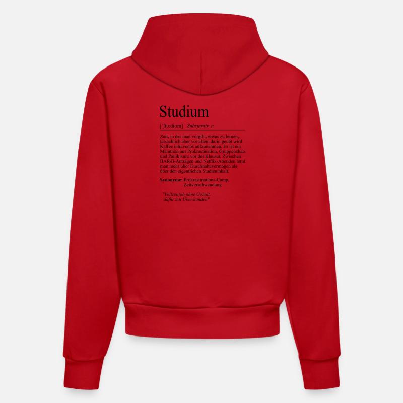 Unispruch "Studium" Student Geschenk, Studenten - Organic Fitted Hoodie Made in EU - Rot