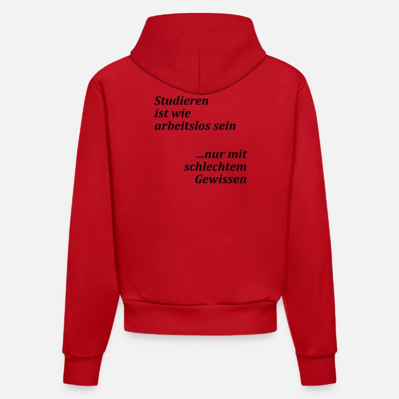 Unispruch "Studieren = arbeitslos" Studenten - Organic Fitted Hoodie Made in EU - Rot