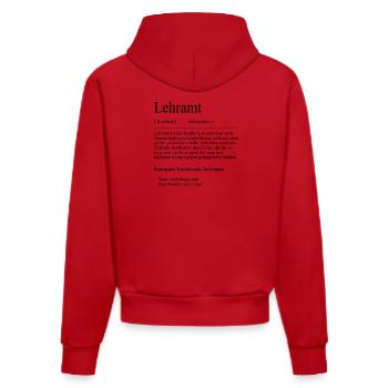 Unispruch "Lehramt" Student Geschenk, Studenten - Organic Fitted Hoodie Made in EU - Rot - Hinten
