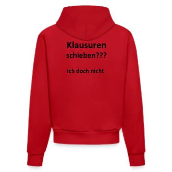 Unispruch "Klausuren schieben" Geschenk, Studenten - Organic Fitted Hoodie Made in EU - Rot - Hinten