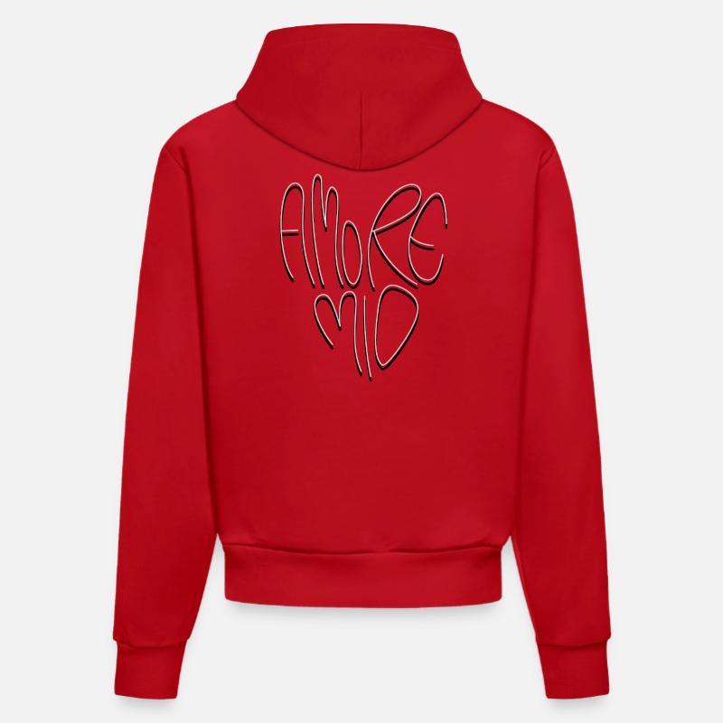 Lettrage Amore Mio - Sweat à capuche bio ajusté fabriqué en UE - rouge