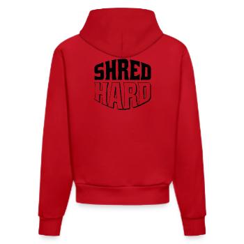 Shred Hard Snowboard Style - Organic Fitted Hoodie Made in EU - Rot - Hinten