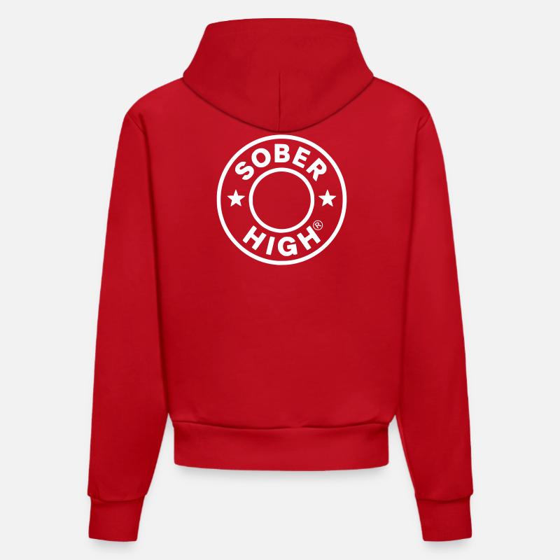 Vivre proprement. Sentir-vous défoncé. Soberhigh. - Sweat à capuche bio ajusté fabriqué en UE - rouge
