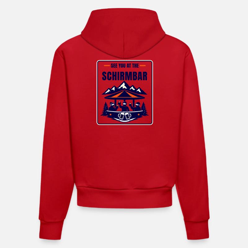 On se voit au Schirmbar - Sweat à capuche bio ajusté fabriqué en UE - rouge