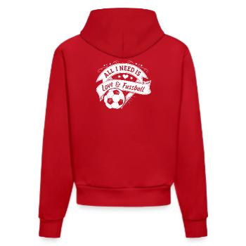 All i need is love and Fussball. white - Organic Fitted Hoodie Made in EU - red - Back