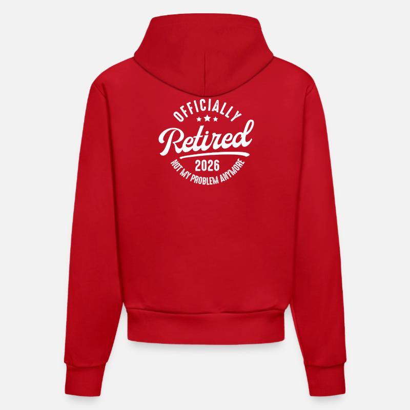 Retraité officielle 2026 - Sweat à capuche bio ajusté fabriqué en UE - rouge