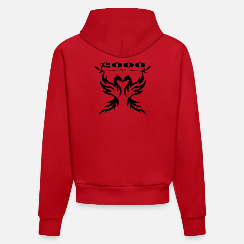 Silhouettes des ailes noires 2000 - Sweat à capuche bio ajusté fabriqué en UE - rouge