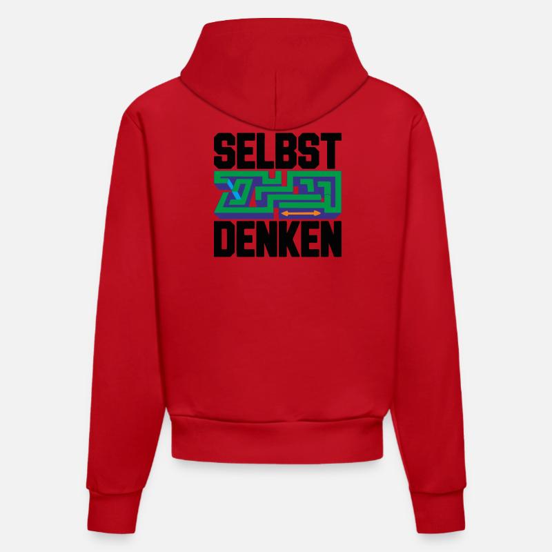 Selbst denken = Eigenständigkeit - Organic Fitted Hoodie Made in EU - Rot