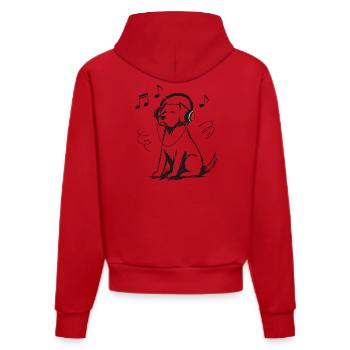Casque pour chiens Croquis Musique Cadeau pour chien - Sweat à capuche bio ajusté fabriqué en UE - rouge - Dos