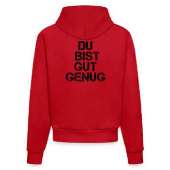 Du Bist Gut Genug Meme Zitat Karma Motivation - Organic Fitted Hoodie Made in EU - Rot - Hinten