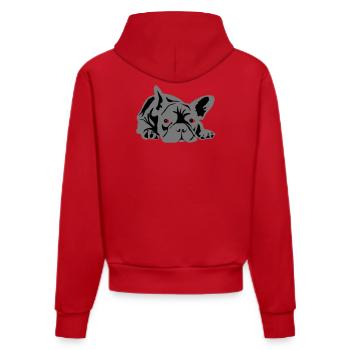 bouledogue français 2 couleurs - Sweat à capuche bio ajusté fabriqué en UE - rouge - Dos