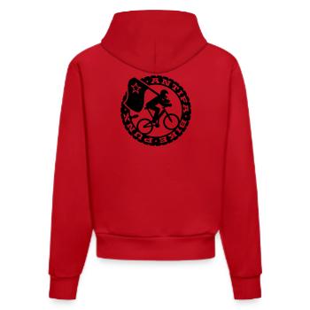 Antifa Bike Punks - Organic Fitted Hoodie Made in EU - Rot - Hinten
