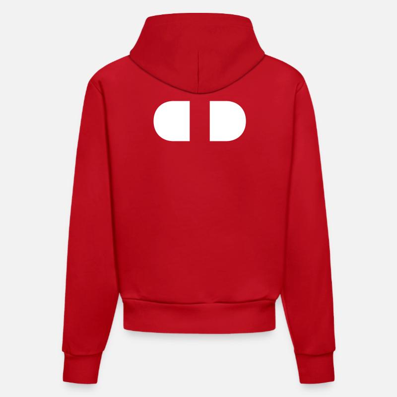 Manette-Split-Blanc - Sweat à capuche bio ajusté fabriqué en UE - rouge