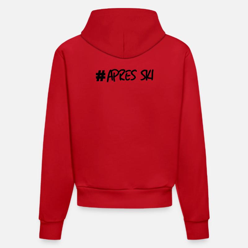 Ski, ski, ski, après-ski, freeski, hiver - Sweat à capuche bio ajusté fabriqué en UE - rouge