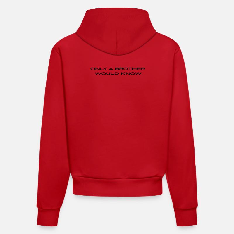 « Seul un frère le saurait. » - Sweat à capuche bio ajusté fabriqué en UE - rouge