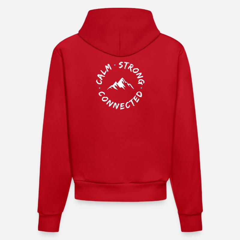 Logo du district Mountain Connection - Sweat à capuche bio ajusté fabriqué en UE - rouge