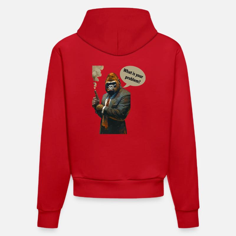 Gorille - Sweat à capuche bio ajusté fabriqué en UE - rouge