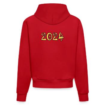 2024. WEIHNACHTEN. JAHR. JAHRESTAG. RUHESTAND. PAPA - Organic Fitted Hoodie Made in EU - Rot - Hinten