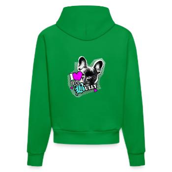 Bully - French Bulldog - Love - Organic Fitted Hoodie Made in EU - City Green - Back