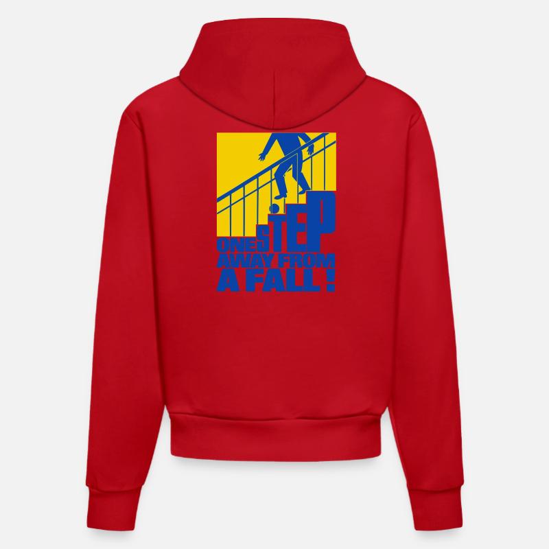 One Step Away from a Fall - Sweat à capuche bio ajusté fabriqué en UE - rouge