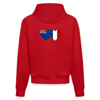 Nouvelle-Zélande France Drapeau Coeur - Sweat à capuche bio ajusté fabriqué en UE - rouge - Dos