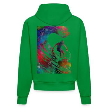 Surfer sport art #surfer #sport - Organic Fitted Hoodie Made in EU - City Green - Back