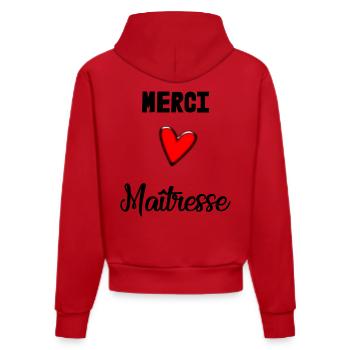 MERCI. MERCI MAÎTRESSE. CADEAU MAÎTRESSE. VACANCES - Sweat à capuche bio ajusté fabriqué en UE - rouge - Dos