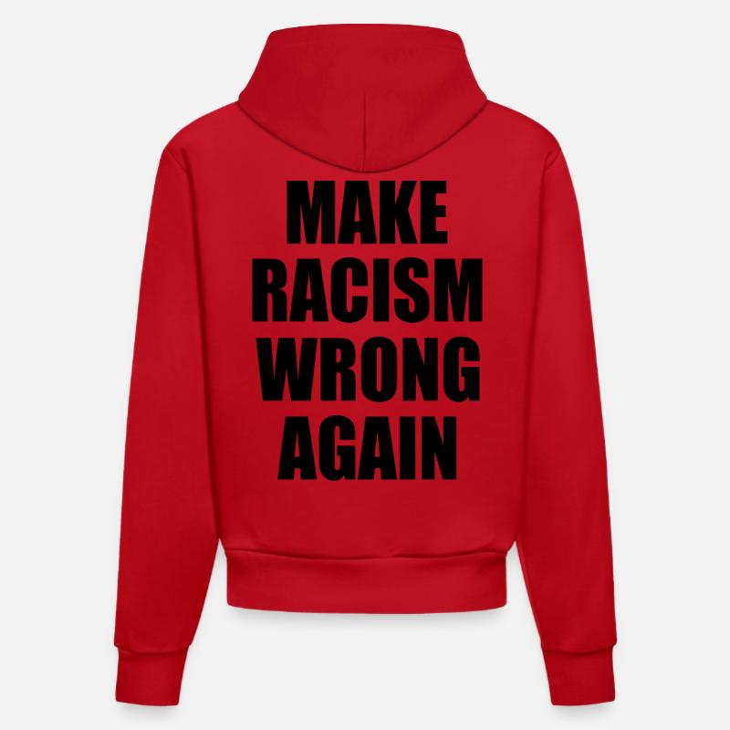 make racism wrong again - Sweat à capuche bio ajusté fabriqué en UE - rouge