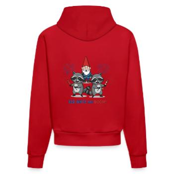 Raccoon 4th of July Fireworks Party - Organic Fitted Hoodie Made in EU - red - Back