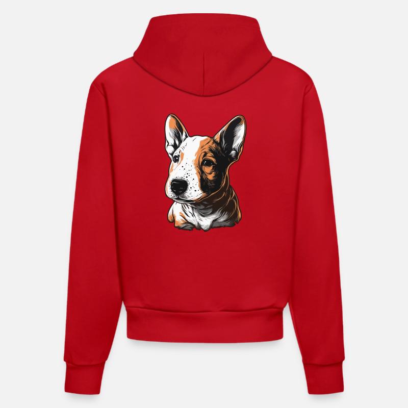 Chiot Bull Terrier - Sweat à capuche bio ajusté fabriqué en UE - rouge
