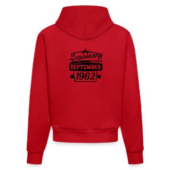 Légendaire depuis septembre 1962 Cadeaux pour le 60e anniversaire - Sweat à capuche bio ajusté fabriqué en UE - rouge - Dos