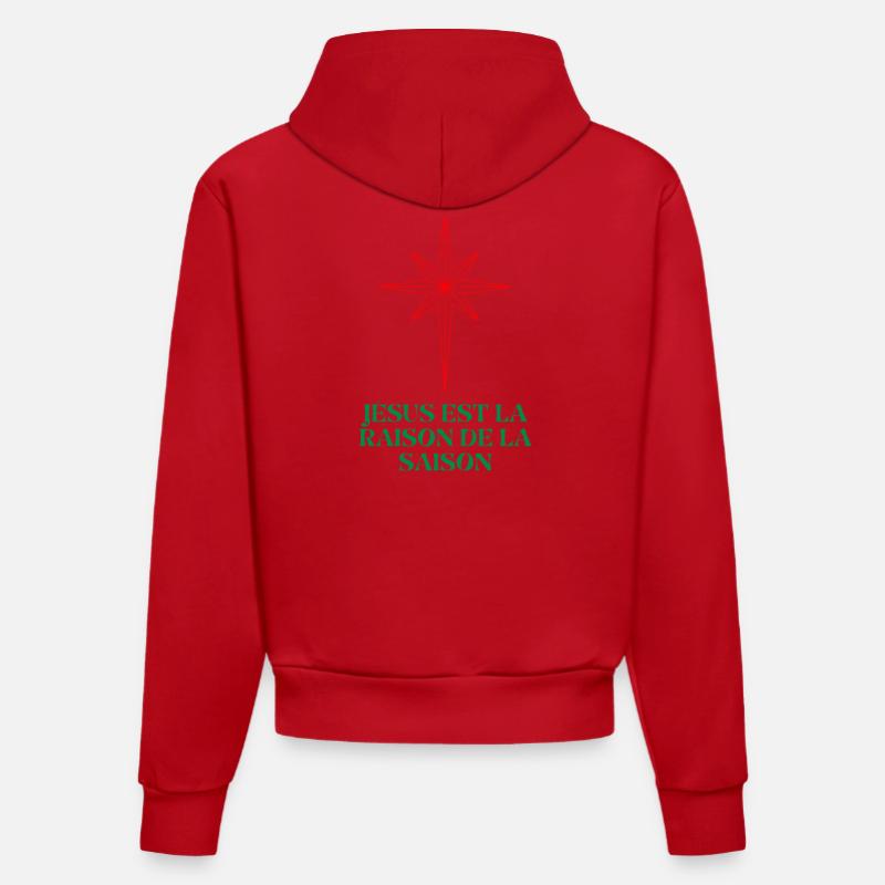 Étoile de Noël avec citation religieuse - Sweat à capuche bio ajusté fabriqué en UE - rouge