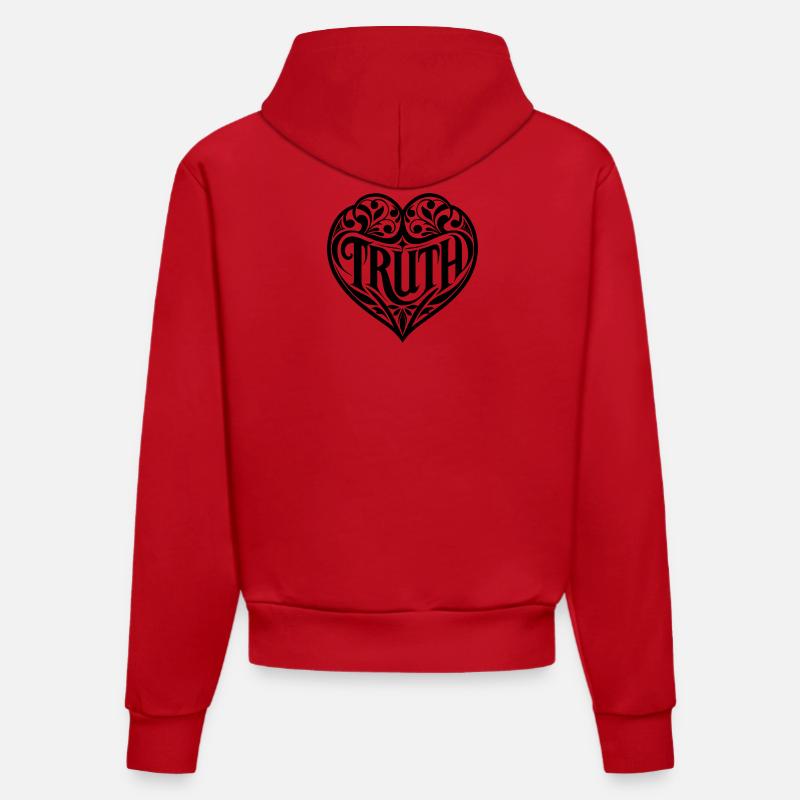 Déclaration de vérité - Sweat à capuche bio ajusté fabriqué en UE - rouge