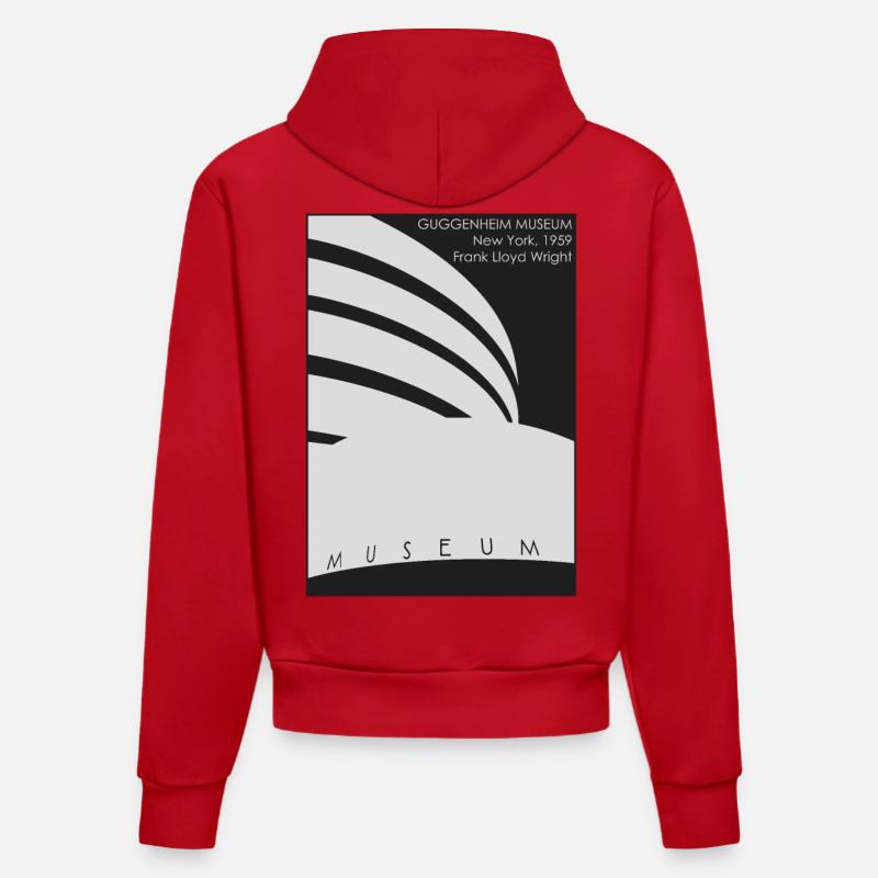 Architecture moderne: Musée Guggenheim - Sweat à capuche bio ajusté fabriqué en UE - rouge