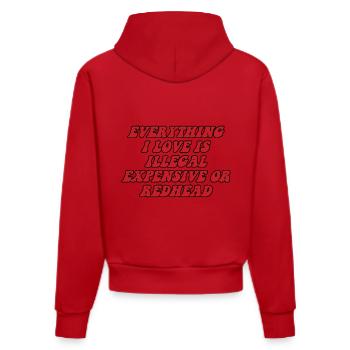 Everything I love is illegal, expensive or readhead - Organic Fitted Hoodie Made in EU - red - Back