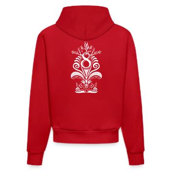 Kurbits V8 No:2 - white - Organic Fitted Hoodie Made in EU - red - Back