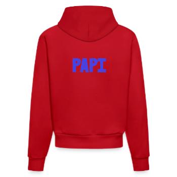PAPOU. PAPA. FÊTE DES PÈRES. BONNE FÊTE PAPA. PAPI - Sweat à capuche bio ajusté fabriqué en UE - rouge - Dos