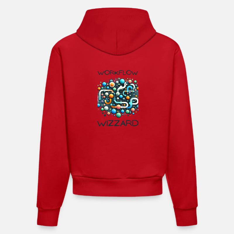 Flux de travail Wizzard - Sweat à capuche bio ajusté fabriqué en UE - rouge