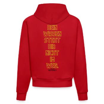 Dein Wissen Steht Dir Nicht Im Weg - Organic Fitted Hoodie Made in EU - Rot - Hinten