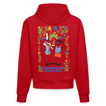 Toulonnais with Salted Butter - Organic Fitted Hoodie Made in EU - red - Back