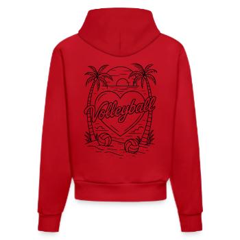 Volleyball Heart Minimalist - Organic Fitted Hoodie Made in EU - red - Back