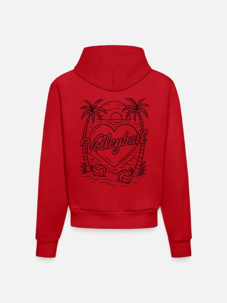 Volleyball Herz Minimalistisch - Organic Fitted Hoodie Made in EU - Rot