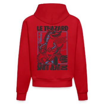 Thazard de Saint Jean du Var - Sweat à capuche bio ajusté fabriqué en UE - rouge - Dos