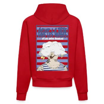 Nuage et tatouages marins - Sweat à capuche bio ajusté fabriqué en UE - rouge - Dos