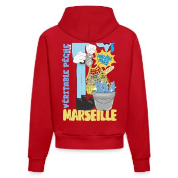 Marseille Poiscaille Fraîche Cartoon - Sweat à capuche bio ajusté fabriqué en UE - rouge - Dos