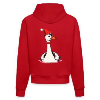 Oie de Noël avec chapeau de Noël - Sweat à capuche bio ajusté fabriqué en UE - rouge - Dos